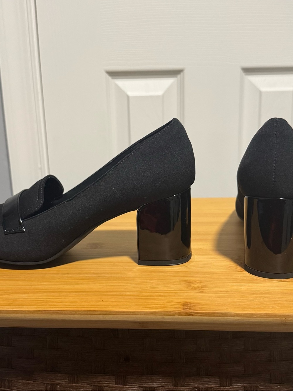 Anne Klein Black Block Heel Loafers